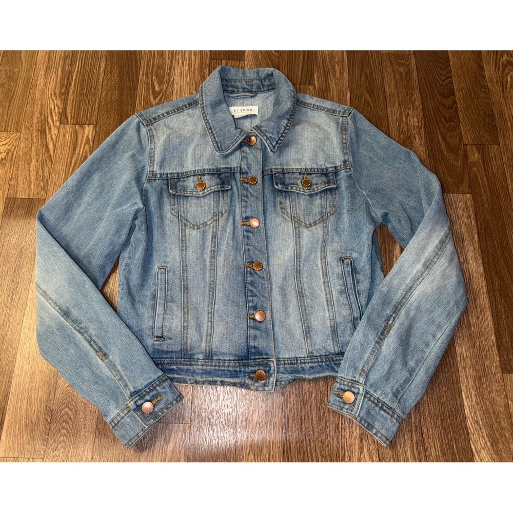 Ci Sono Denim Collection Medium Wash Trucker Jean Jacket DJK209 Womens Medium